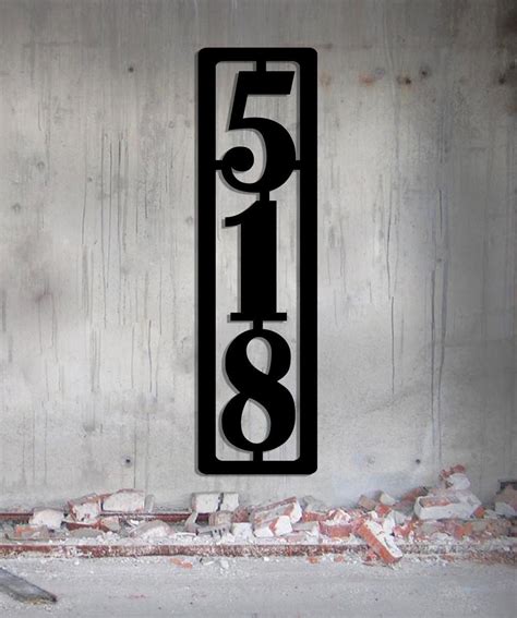 vertical metal house numbers|freestanding house number sign.